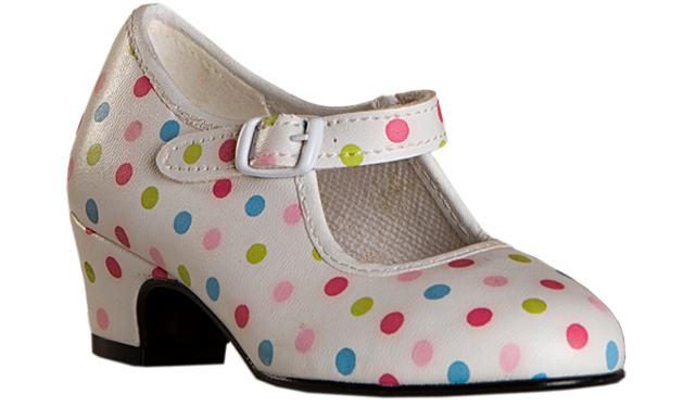 Zapatos de flamenca de niña Olé Tus Zapatos de color coral